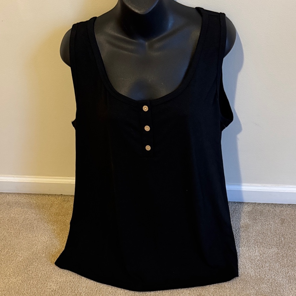 Classic Black Button-Detail Tank Top